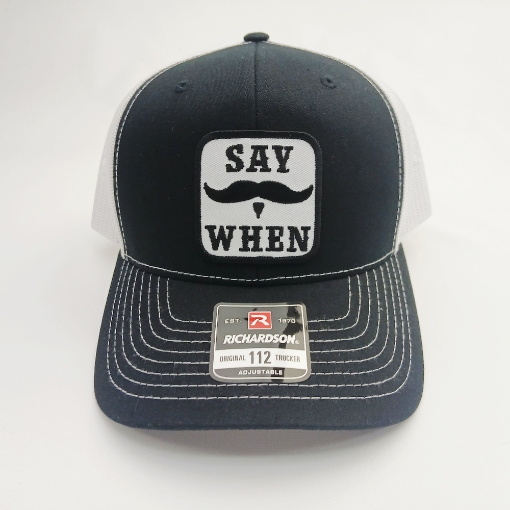 Richardson Black and White Say When Patch Trucker Hat